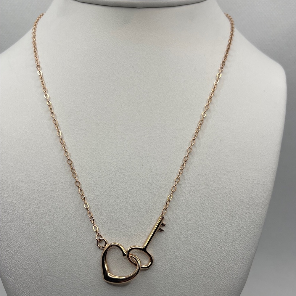 Women’s 925 Silver Rose Gold Heart Key Necklace
